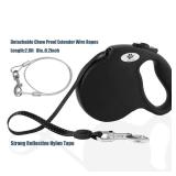 CROWN PAWS 16ft Retractable Dog Leash for Large Breed Dogs up to 110 lbs with a Detachable Chew Proof Extender Wire Ropes (Black L)