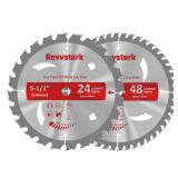 Revvstark 5-1/2 (10mm Arbor) Circular Saw Blades 24T&48T, Carbide Tipped Teeth, Heavy Duty TCT Saw Blades for Cutting Various Wood, Plastic and Composite Materials