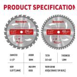 Revvstark 5-1/2 (10mm Arbor) Circular Saw Blades 24T&48T, Carbide Tipped Teeth, Heavy Duty TCT Saw Blades for Cutting Various Wood, Plastic and Composite Materials
