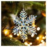 36 Pack Christmas Ornaments Snowflakes Decorations - Iridescent Plastic Snowflakes Hanging Decorations for Winter Holiday Christmas Birthday Party Decoration Supplies