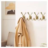 khtumeware Vintage Wall Hooks,5 Pack Coat Hooks Hardware Towel Hooks for Hanging Coats Brushed Gold Robe Hooks Wall Mounted with Screws for Key, Towel, Bags, Cup.