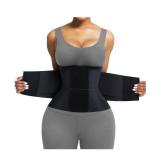 FeelinGirl Workout Waist Cincher Trainer Corset Shaper Tummy Slimmer Plus Size Belly Band for Women Black S