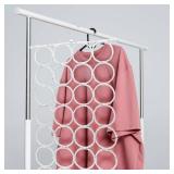 Super Z Outlet Foldable 28 Ring Hole Slots Space Saving Clothing Closet Hanger Scarf, Ties, Belts, Socks Organizer for Home Bedroom, Bathroom, Living Room (White)