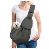 SlowTon Dog Carrier Sling - Thick Padded Shoulder Strap Adjustable Dog Carriers for Small Dogs, Puppy Carrier Purse for Pet Cat with Front Zipper Pocket Safety Belt Machine Washable (Grey M)