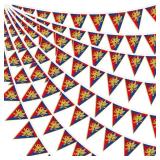 Hahafelt 6 Pcs 72 ft Medieval Fantasy Pennant Banner with Lion Design Medieval Party Decorations Hanging Party Bunting Banner Garden Triangle Flag for Castle Theme Festival Birthday Decor