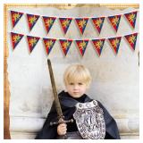 Hahafelt 6 Pcs 72 ft Medieval Fantasy Pennant Banner with Lion Design Medieval Party Decorations Hanging Party Bunting Banner Garden Triangle Flag for Castle Theme Festival Birthday Decor