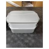 Jelife Adult Bento Box Lunch Box - 3 Layers Stackable Bento Lunch Box for Adults, 72oz Large-Style All-in-One Bento Boxes Leak-Proof Lunchbox with Utensil Sauce Containers for Dining Out,Work, Grey