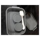 Jelife Adult Bento Box Lunch Box - 3 Layers Stackable Bento Lunch Box for Adults, 72oz Large-Style All-in-One Bento Boxes Leak-Proof Lunchbox with Utensil Sauce Containers for Dining Out,Work, Grey