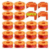 20 Pack Trimmer Spool Line for Worx,(WA0010)Replacement Trimmer Spool Line for Worx,Trimmer Line Refills 0.065 inch for Worx,Suitable for Worx String Trimmers(16 Pack Grass Trimmer Line,4 Trimmer Cap)