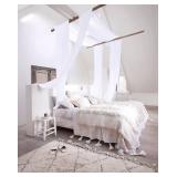 NICETOWN Sheer Canopy Bed Curtains Panels 216 - Home Decoration Sheer Voile Scarf Valance for Wedding (1 Panel, W60 x L216, White)