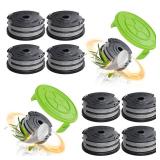 YWTESCH 12 Pack 0.065 Trimmer Line Compatible with Greenworks Weed Wacker, 18Ft String Trimmer Refill Dual Line Weed Eater String Replacement Spool (10-Pack) Cap Cover(2-Pack)