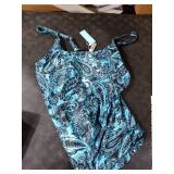 Aqua Eve Tankini Tops for Women Swimwear Top Only Tummy Control Bathing Suit Top No Bottom Blue Paisley L