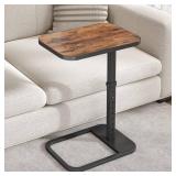 Kitstorack TV Tray Table, Adjustable Height & Flip-Top & Rounded Metal Corners, Snack Table for Couch, Sofa, Bed, Chair, Living Room, C Shaped End Side Table for Eating, Dinner or Laptop, Small Spaces