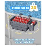 VICHTOP Poolside Storage Basket for Above Ground Pools, Above Ground Pool Accessories, Swimming Pool Storage Basket with Pool Cup Holder, Versatile Organization for Pool Accessories(2 Pack)