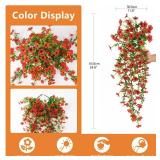 Hommyea Artificial Hanging Flowers for Outdoors, 2 Pcs Fake Hanging Plant Spring Summer Decor, UV Resistant No Fade Faux Flower for Front Door Porch Planter Patio Yard Garden(Red)