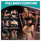 Zoomsnail Multi-Functional Pilates Bar Kit with Resistance Bands, Ankle Bands for Leg Butt Training, Adjustable 3-Section for Full Body Workouts, Pilates Workout Equipment for Legs, Hip, Waist, Arm