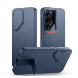 SURITCH for Samsung Galaxy S25+ Plus Phone Case, Magnetic Shockproof Protective Cover with Camera Cover & Adjustable Metal Kickstand for Galaxy S25+ Plus(2025)-Dark Blue