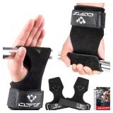 COFOF Weight Lifting Wrist Strap,Double Layer Leather Weightlifting Wrist Strap for Deadlift and Powerlifting, Adjustable Neoprene Padded Gym Workout Lifting Wrist Hooks for Men/Women(Pair)