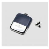 APPEARS NEW - DiBianco Two-Tone Leather Pewter Flask Midnight/Navy  - Retail: $250