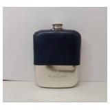 APPEARS NEW - DiBianco Two-Tone Leather Pewter Flask Midnight/Navy  - Retail: $250