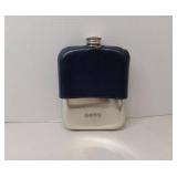 APPEARS NEW - DiBianco Two-Tone Leather Pewter Flask Midnight/Navy  - Retail: $250