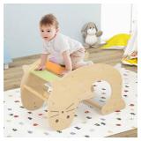 APPEARS NEW - Olakids Climbing Arch for Toddlers, 3 in 1 Kids Wooden Rocking Horse Toy Climber Rocker Play Table, Baby Pikler Montessori Indoor Activity Climb Gym Playground Gift for Boys Girls