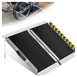 APPEARS NEW - VNN Portable Wheelchair Ramp 2FT, Non-Slip Aluminum Ramps for Wheelchairs for Home, Handicap Wheelchair Ramps for Home Steps, Aluminum Loading Dock Plates  - Retail: $85