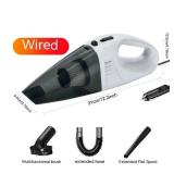 APPEARS NEW - Car Vacuum Cleaner, 12.1 inch Wired with Dust Box, Extended Hose and Multi-Tool Attachments for Auto Interior (Red)