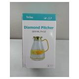 APPEARS NEW - Yirilan Glass Pitcher, 2.2 Liter Water Pitcher With Lid,Iced Tea Pitcher for Fridge,Carafe With Lid, Glass Water Jug For Juice, Milk, Cold Or Hot Beverages, 2 Quart
