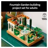 APPEARS NEW - LEGO Icons Fountain Garden Building Set - DIY Kit for Adults, Ages 18+ - Miniature Craft Building Blocks for Home Decor, Display - Gift for Birthdays - with Cypress Trees and Grape Vines