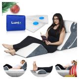 APPEARS NEW - Lunix 4pcs Orthopedic Bed Wedge Pillow Set, Post Surgery Memory Foam for Back, Knee, Leg Pain Relief, Sitting Pillow for Sleeping, Acid Reflux, GERD, with Hot Cold Pack, Navy  - Retail: 