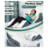 APPEARS NEW - Lunix 4pcs Orthopedic Bed Wedge Pillow Set, Post Surgery Memory Foam for Back, Knee, Leg Pain Relief, Sitting Pillow for Sleeping, Acid Reflux, GERD, with Hot Cold Pack, Navy  - Retail: 