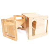 APPEARS NEW - Montessori Weaning Table and Chair Set - Solid Wooded Toddler Table - Cube Chairs for Toddlers - Real Hardwood - Kids Montessori Furniture  - Retail: $100