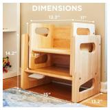APPEARS NEW - Montessori Weaning Table and Chair Set - Solid Wooded Toddler Table - Cube Chairs for Toddlers - Real Hardwood - Kids Montessori Furniture  - Retail: $100