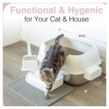 FACTORY SEALED - Enclosed Stainless Steel Cat Litter Box with High Sides for Large Cats, Large Litter Box with Lid, Anti Leak, Anti Odor, Non Stick, Easy Clean  - Retail: $55