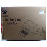 FACTORY SEALED - Enclosed Stainless Steel Cat Litter Box with High Sides for Large Cats, Large Litter Box with Lid, Anti Leak, Anti Odor, Non Stick, Easy Clean  - Retail: $55