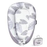APPEARS NEW - Baby Lounger for Newborn 0â24 Months, Baby Pillow & Baby Nest Lounger, Organic Cotton Breathable Infant Pillow, Portable Baby Nest for Home & Travel (Grey)