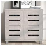 APPEARS NEW - Crete Lismore 12 Pair Shoe Storage Cabinet- Dusty Grey Oak  - Retail: $319