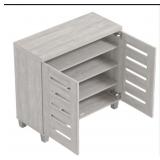 APPEARS NEW - Crete Lismore 12 Pair Shoe Storage Cabinet- Dusty Grey Oak  - Retail: $319