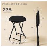 FACTORY SEALED - Lavish Home Folding Bar Stools - Set of 2 Heavy-Duty 18-Inch Stool - 225lb Capacity and Padded Seats for Dorm, Recreation or Game Room (Black)  - Retail: $68