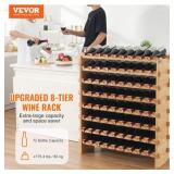 APPEARS NEW - VEVOR 72 Bottle Upgrade Modular Wine Rack, Continuously Store Pinot Bottles, 8-Tier Bamboo Wood Storage Rack, Floor Freestanding Wines Holder Display Shelf, Wobble-Free Shelves for Kitch