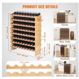 APPEARS NEW - VEVOR 72 Bottle Upgrade Modular Wine Rack, Continuously Store Pinot Bottles, 8-Tier Bamboo Wood Storage Rack, Floor Freestanding Wines Holder Display Shelf, Wobble-Free Shelves for Kitch
