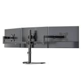 APPEARS NEW - WALI Triple Monitor Stand, Free Standing Three LCD Monitor Fully Adjustable Desk Mount Fits 3 Screens up to 27 inch, 22 lbs Weight Capacity per Arm (MF003), Black  - Retail: $66