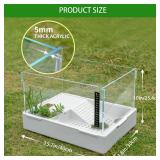 APPEARS NEW - Scratch-Resistant Acrylic Turtle Tank (15.7Ã11.8Ã10 Inch) with Water Filter - Durable Reptile Habitat for Aquatic/Terrestrial Pets, Baby Turtles & Fish | Anti-Scratch Clear Terrari
