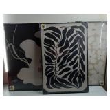 APPEARS NEW - 3Pcs Framed Abstract Floral Wall Art Paintings Modern Black and White Botanical Poster Prints Gallery Picture Decoration for Living Room Bedroom Bathroom Office. Ready to Hang