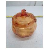 Amber Glass Pumpkin Candy Dish
