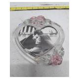 Heart Shaped Glass Photo Frame with Rose Details