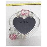 Heart Shaped Glass Photo Frame with Rose Details