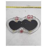 Double Heart Glass Picture Frame with Pink Roses