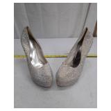 Rhinestone Encrusted Platform Stilettos - Size 10